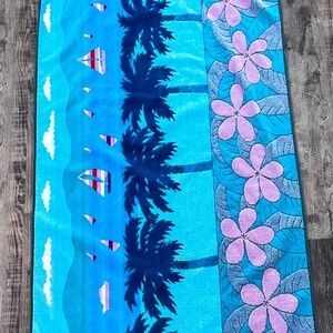 Royal Terry Int. Beach Towel Colorful Sailboats Palms Clouds 28” x 56” Vintage